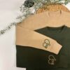 Matching Heart Initials Sweatshirt For Couples In Forest Green and Desert Sand