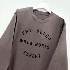 Eat Sleep Walk Repeat Sweatshirt - Custom Jumper With Dogs Name in Grey