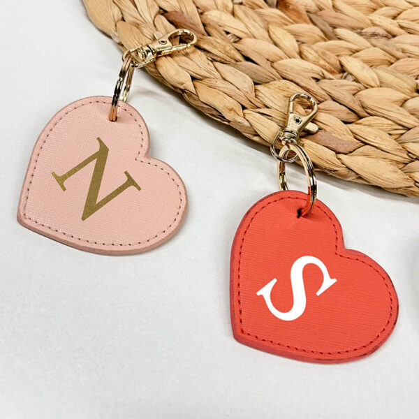 Heart Initial Keyring With Custom Letter - Soft Pink and Coral