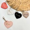 Personalised Heart Keyring Printed With Your Own Name In A Script Font