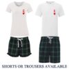 King and Queen Pyjamas - Couples Pyjama Set in White and Green Tartan