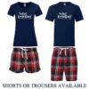 Couples Pyjamas - Better Together With Custom Name - Navy and Red Tartan
