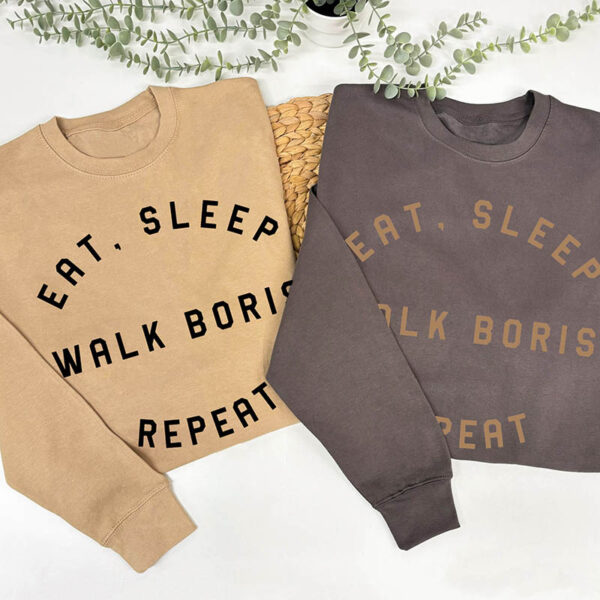 Eat Sleep Walk Repeat Sweatshirt - Custom Jumper With Dogs Name