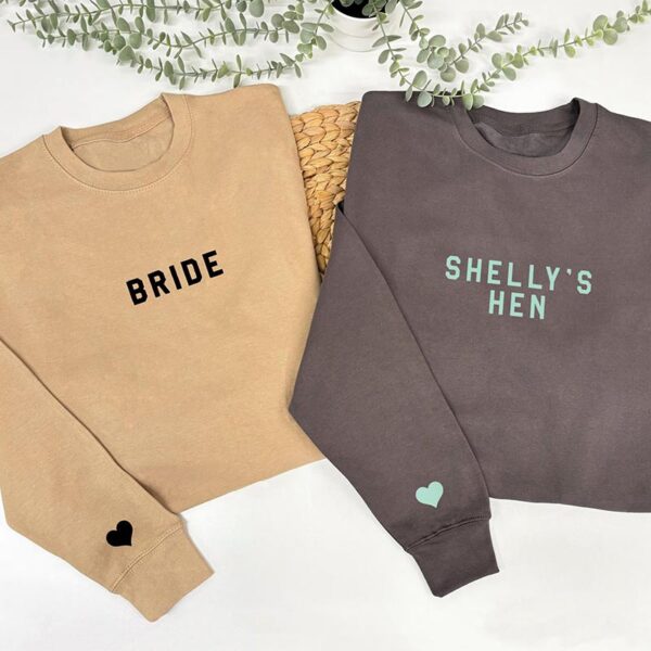 Bridal Party Sweatshirts - Bride and Personalised Hen Party Sweatshirt