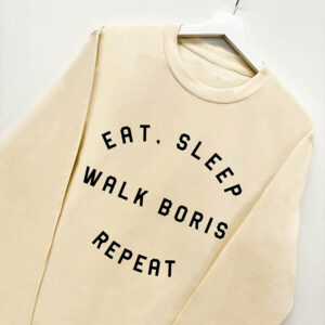 Eat Sleep Walk Repeat Sweatshirt - Custom Jumper With Dogs Name in Cream