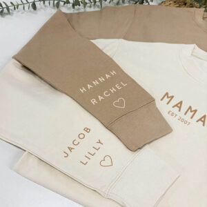 Mama Sweatshirt - Personalised With Children's Names in Cream and Beige