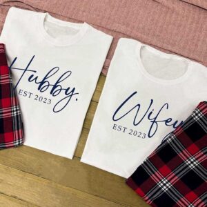 Hubby and Wifey Pyjamas Set - Personalised With Anniversary Date
