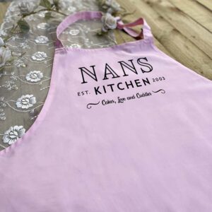 Personalised Mum Apron - Nan's Kitchen in Pink and Black