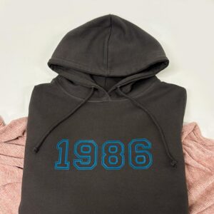 Retro Year Hoodie In Storm Grey and Blue