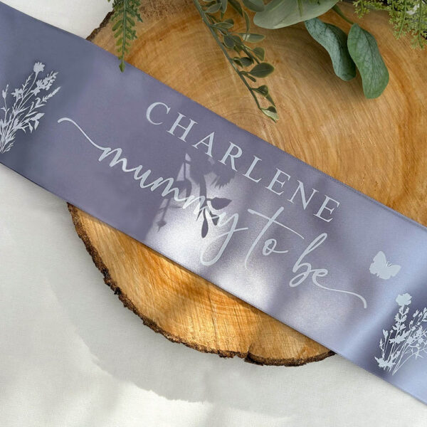 Personalised Baby Shower Sash - With Mum's Name and Mummy To Be