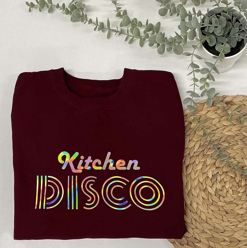 Kitchen Disco Sweatshirt -Unisex Retro Jumper in Burgundy