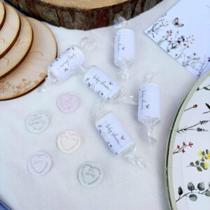 Baby Shower Sweets - Mini Love Heart Sweets With Floral Design