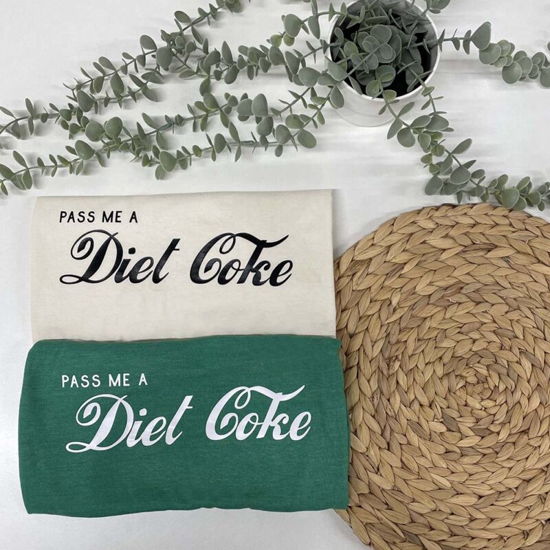 Pass Me A Diet Coke T-Shirt in Green and Natural Heather Cotton