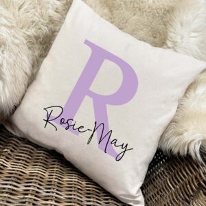 Personalised Cushion With Name in Natural and Lilac