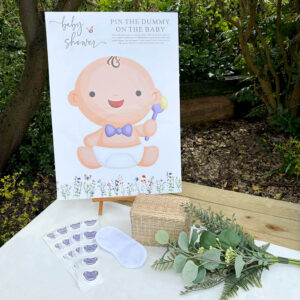Pin The Dummy Game - Baby Shower Game With Mask And Stickers