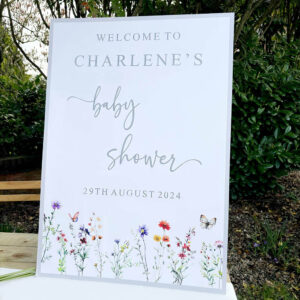 Personalised Baby Shower Sign - Welcome Sign With Floral Details