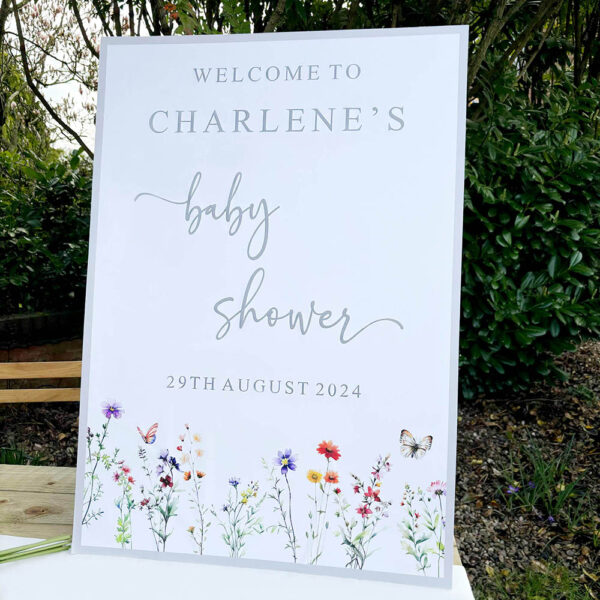 Personalised Baby Shower Sign - Welcome Sign With Floral Details
