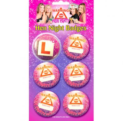 6 x Pink Hen Night Badges