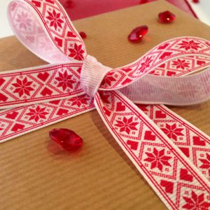 Snowflake Heart Cross Stitch Christmas Printed Ribbon