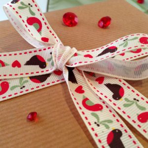 Partridge & Mistletoe Printed Christmas Ribbon